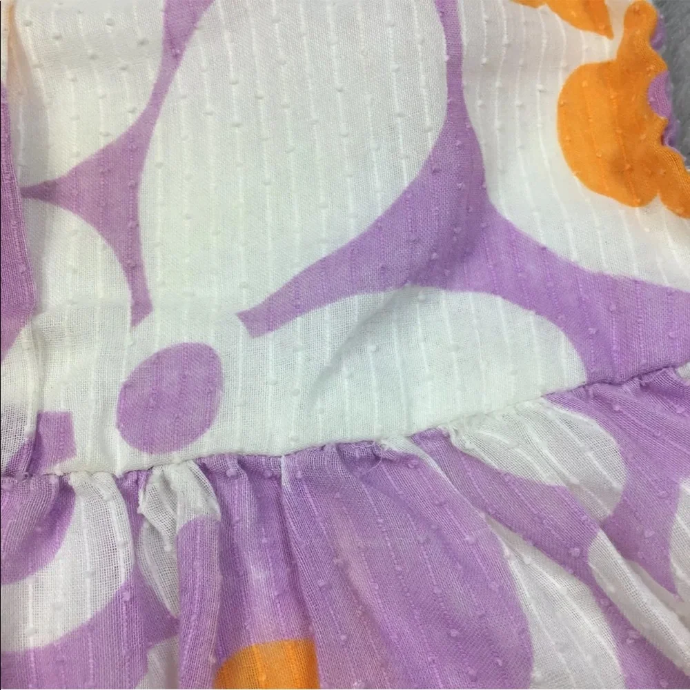 Vintage Handmade 60s Toddler Girls Drop Waist Swiss Dot Purple Orange Dress